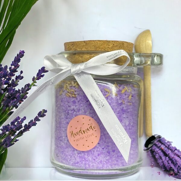 Lavender Natural Bath Salts Glass Jar