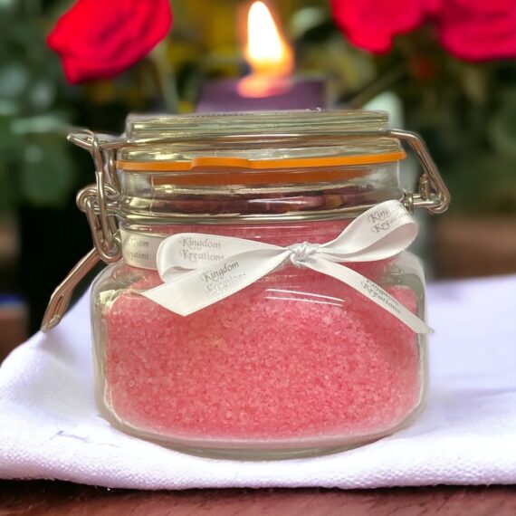 Tea Rose Fragrance Natural Bath Salts in a Glass Jar (500gr) hansmadefever