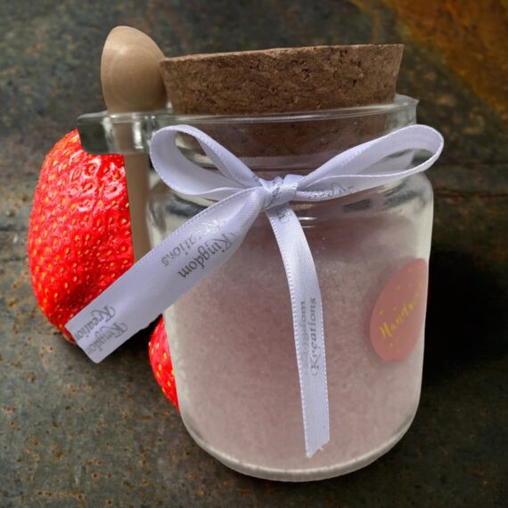 Strawberry Smoothie Fragrance Natural Bath Salts in a Glass Jar with scoop (225gr) handmade fever