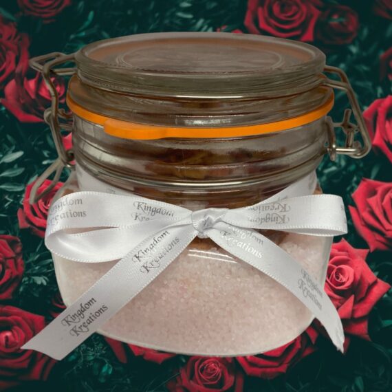 Tea Rose Fragrance Natural Bath Salts in a Glass Jar (500gr) hansmadefever