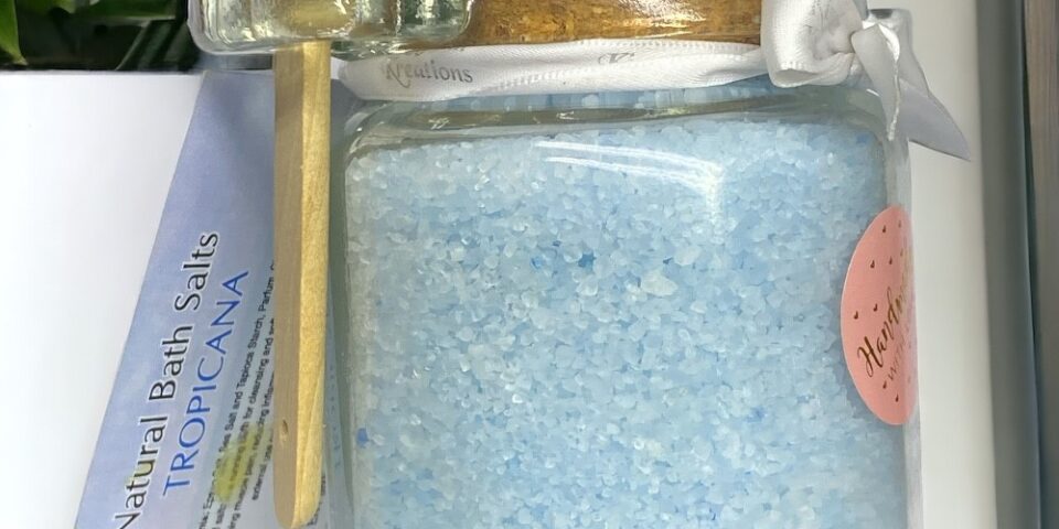 Tropicana Fragrance Natural Bath Salts in a Glass Jar with scoop (225gr) handmade fever