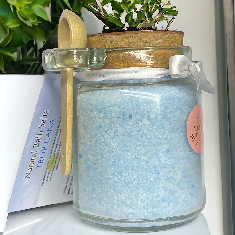 Tropicana Fragrance Natural Bath Salts in a Glass Jar with scoop (225gr) handmade fever