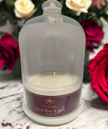 Velvet and Rose lovely smelling Soy Candle (400gr Net) in a beautiful glass jar handmade fever