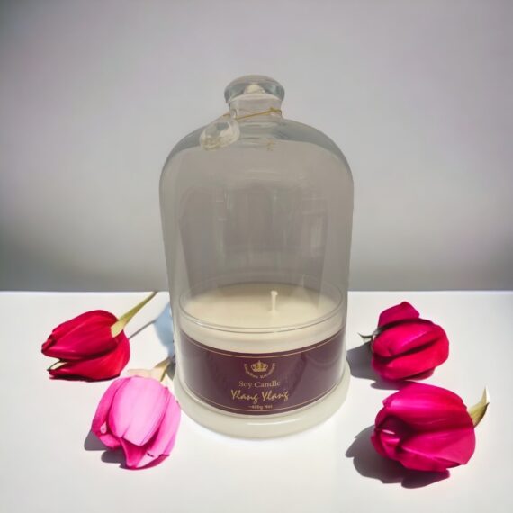 Ylang Ylang Soy Candle (400gr Net) in a beautiful glass jar handmade fever