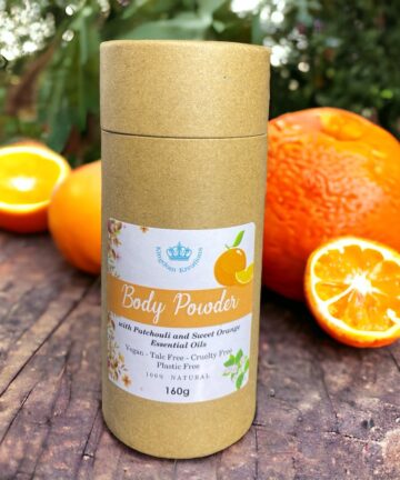 100% Talc Free Body Powder – Patchouli and Sweet Orange